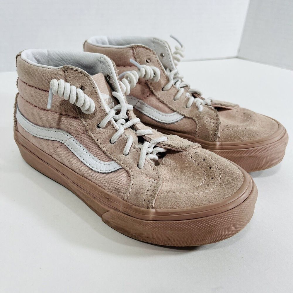 Kids Vans Sk8-Mid Pink Pastel Mono Lace Up Shoes Rose Smoke‎ Size 11.5